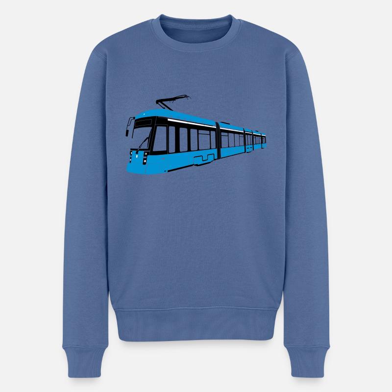 Tramway de Munich - Pull Premium bio Homme - bleu pigeon