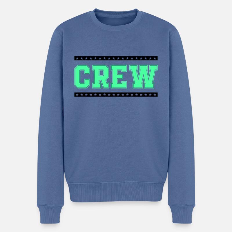 Crew - Männer Premium Bio Pullover - Taubenblau