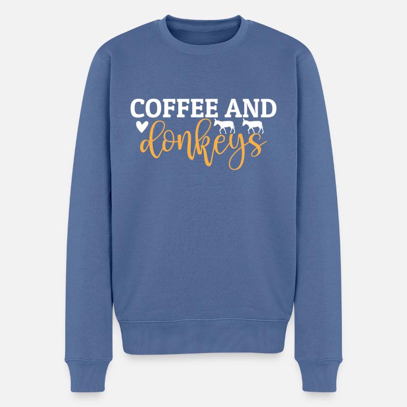 Coffee and Donkeys - Männer Premium Bio Pullover - Taubenblau