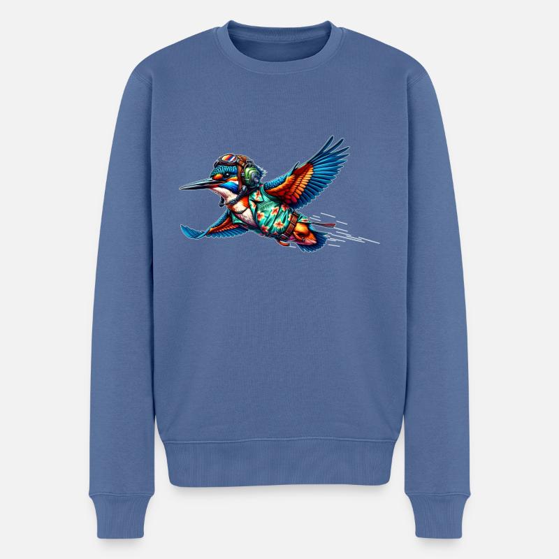 Pilot Eisvogel - Männer Premium Bio Pullover - Taubenblau