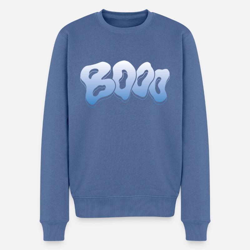 Gruseliger Geist - Männer Premium Bio Pullover - Taubenblau