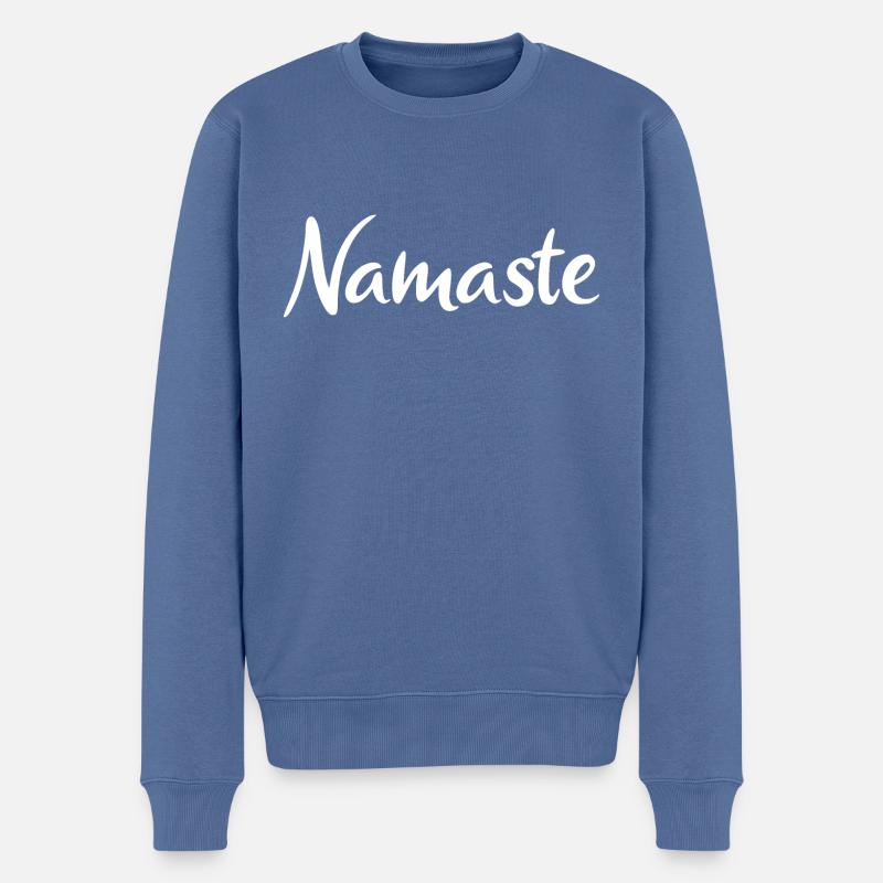 Namaste - Männer Premium Bio Pullover - Taubenblau
