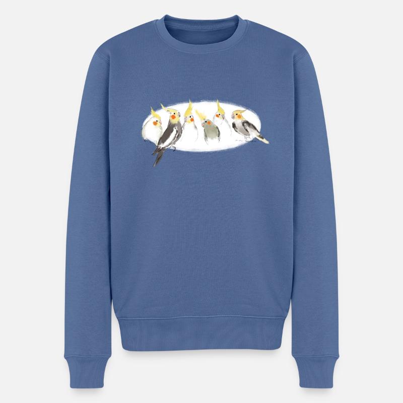 Calopsittes - Pull Premium bio Homme - bleu pigeon