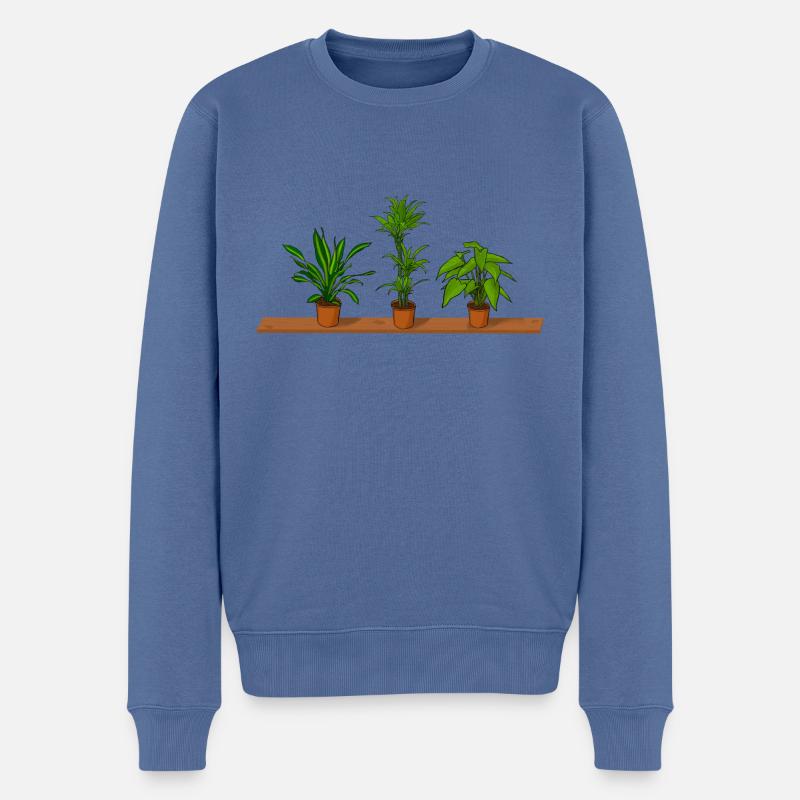 Topfpflanzen Regal - Männer Premium Bio Pullover - Taubenblau