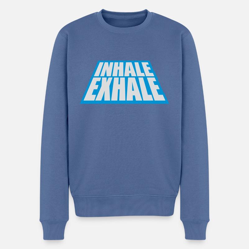 Inspirez expirez Yoga citation - Pull Premium bio Homme - bleu pigeon