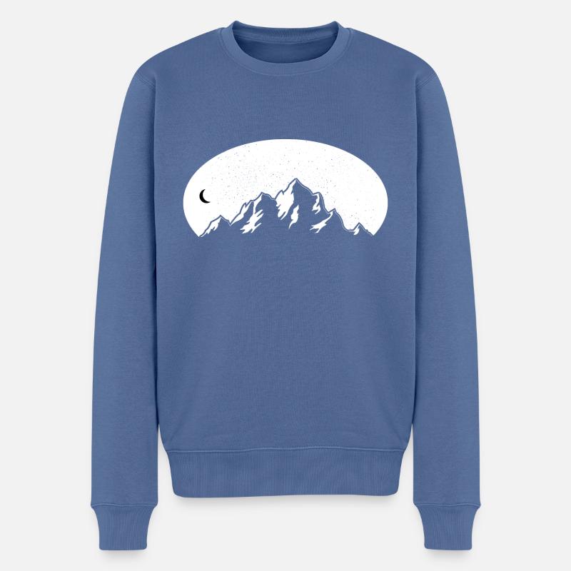 Wanderer Bergdesign - Männer Premium Bio Pullover - Taubenblau