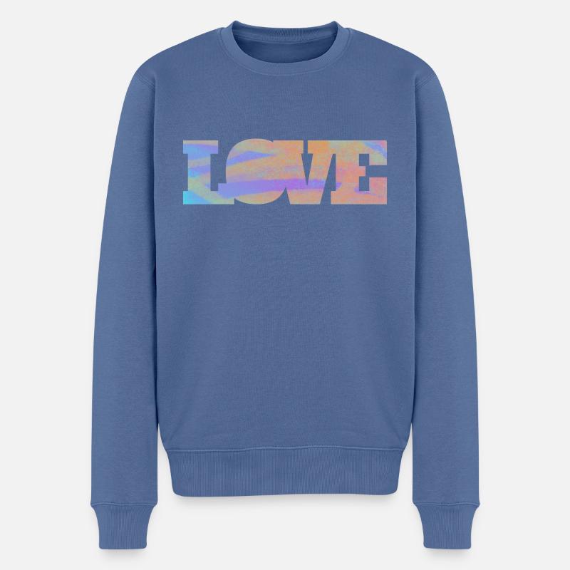 LIEBE - Männer Premium Bio Pullover - Taubenblau