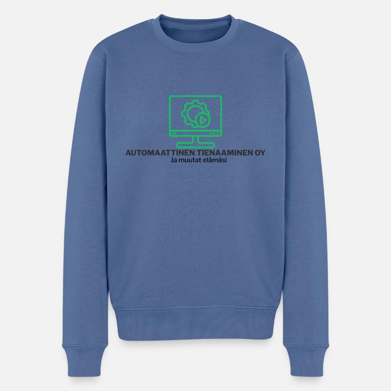 Automatisches Verdienen - Erfolg - Männer Premium Bio Pullover - Taubenblau