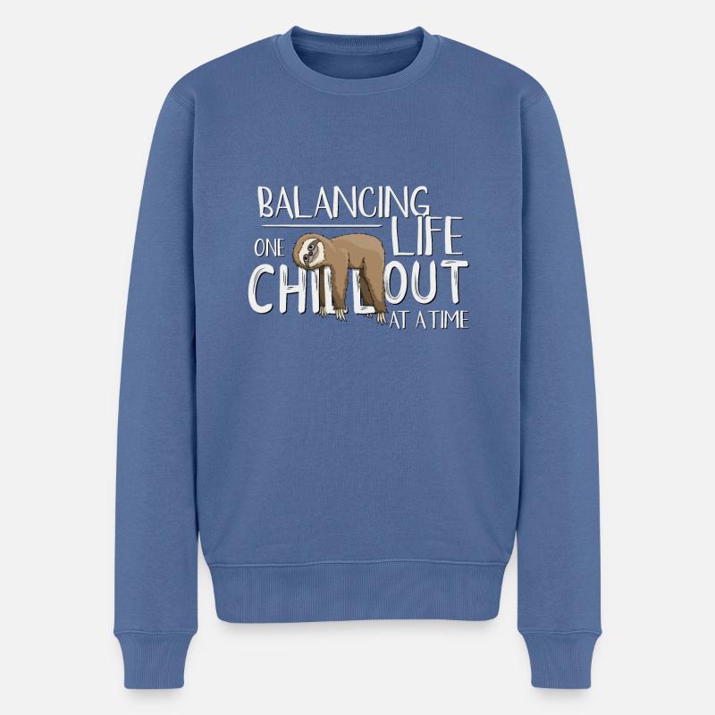 Balancing Life Faules gechilltes Faultier - Männer Premium Bio Pullover - Taubenblau