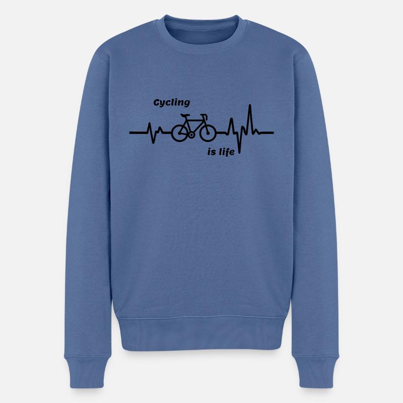 Cycling is life mit Herzfrequenz - Männer Premium Bio Pullover - Taubenblau