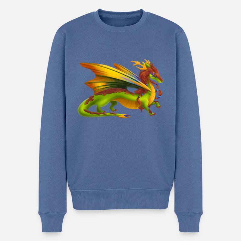 Dragon de la Terre magique - Dragons des éléments - Pull Premium bio Homme - bleu pigeon