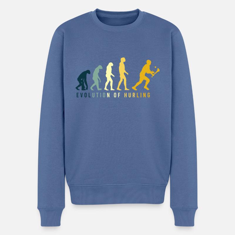 Die Evolution von Hurling - Männer Premium Bio Pullover - Taubenblau