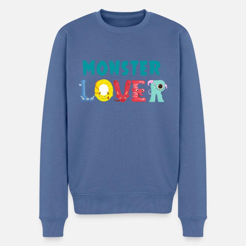 Monsterliebhaber - Männer Premium Bio Pullover - Taubenblau
