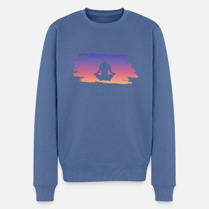 Yoga - Männer Premium Bio Pullover - Taubenblau