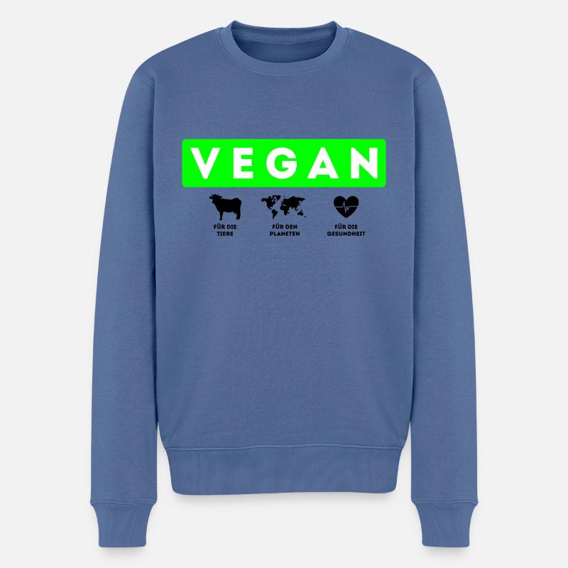 Vegan, Tiere Planeten Gesundheit - Männer Premium Bio Pullover - Taubenblau