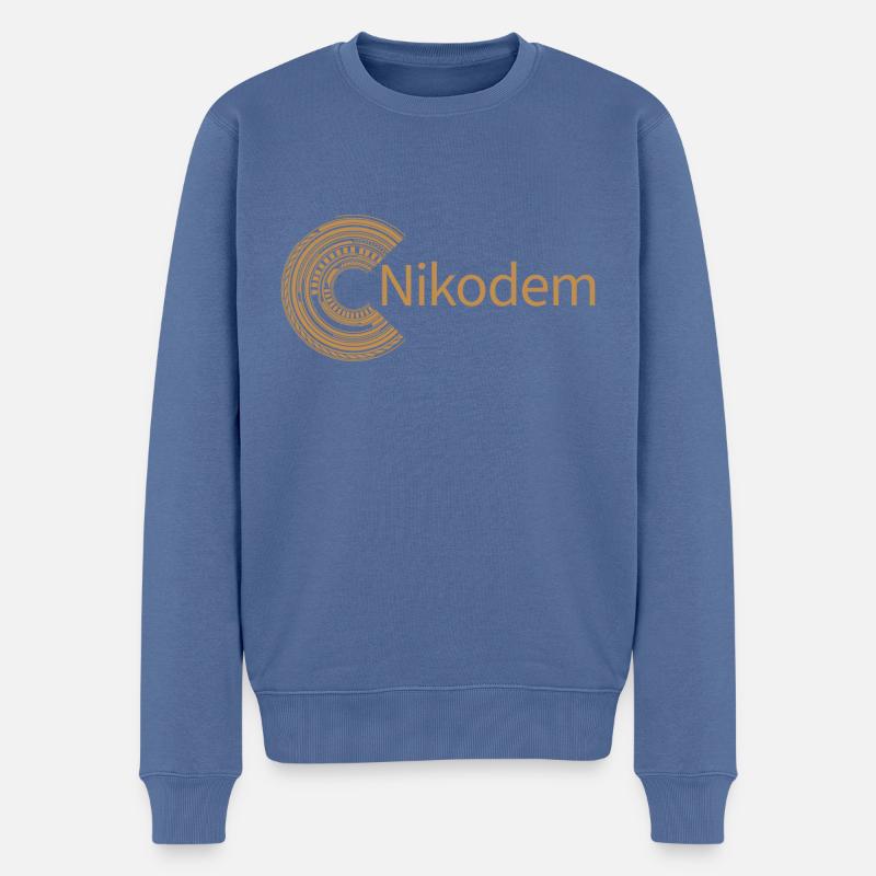 Für Nikodem - Männer Premium Bio Pullover - Taubenblau