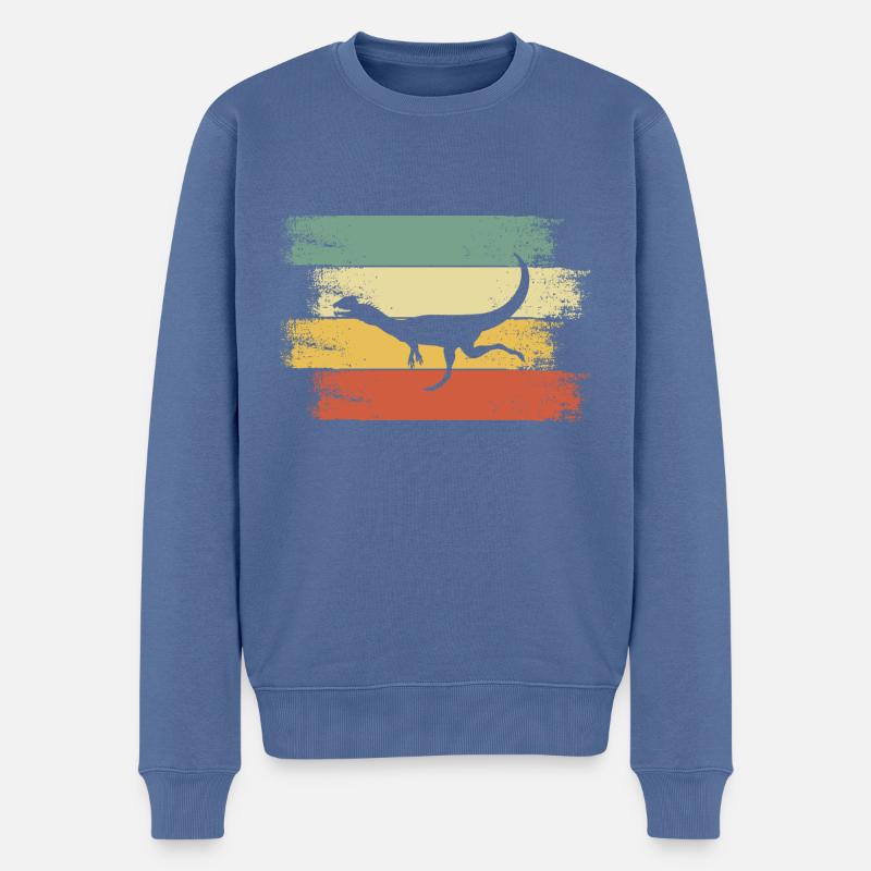 Dino - Männer Premium Bio Pullover - Taubenblau