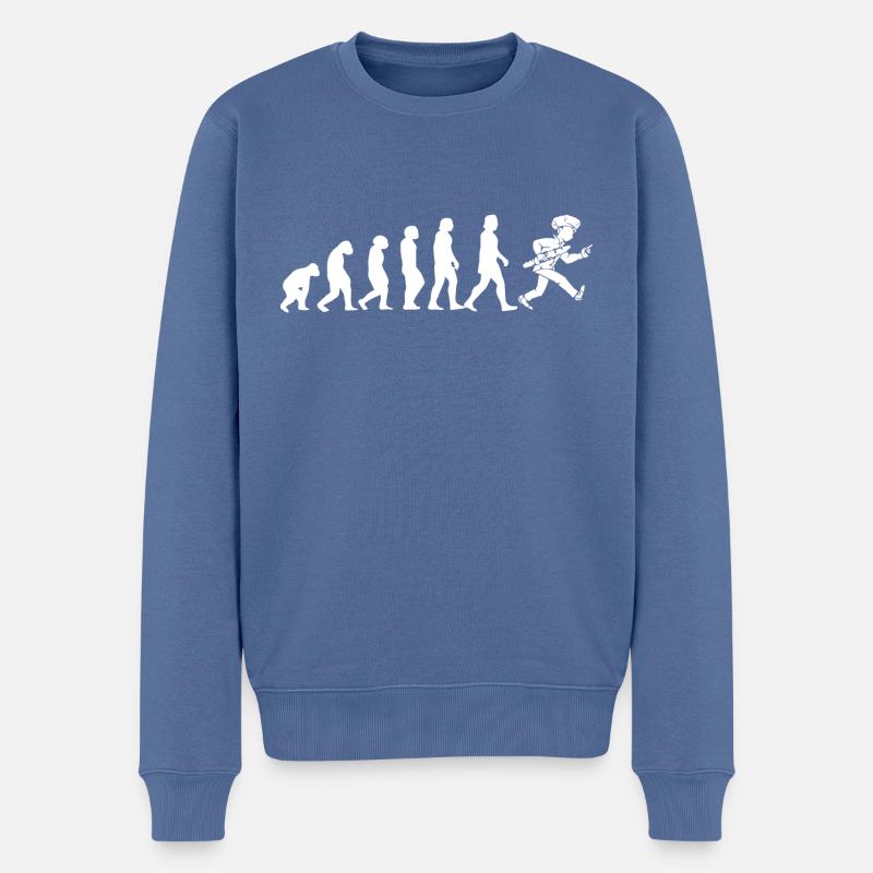 Bäcker - Evolution - Männer Premium Bio Pullover - Taubenblau