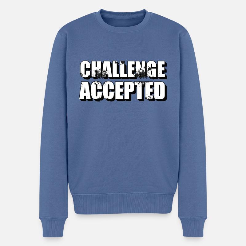 défi accepté - Pull Premium bio Homme - bleu pigeon