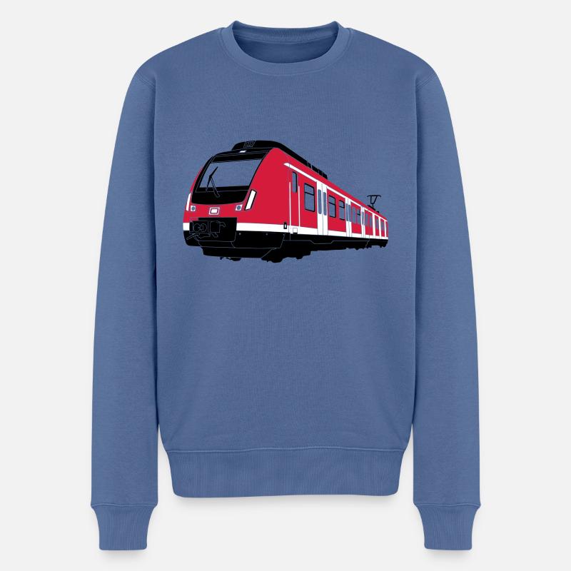 S-Bahn - Männer Premium Bio Pullover - Taubenblau