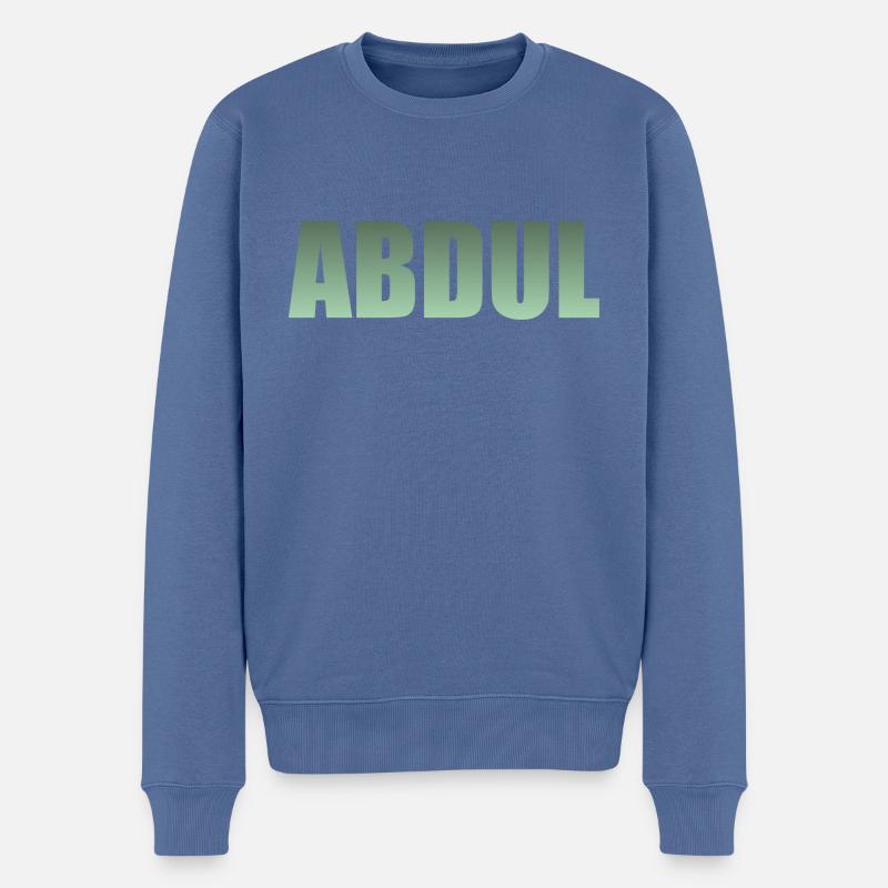 Vorname: Abdul - grüner Farbverlauf - Männer Premium Bio Pullover - Taubenblau