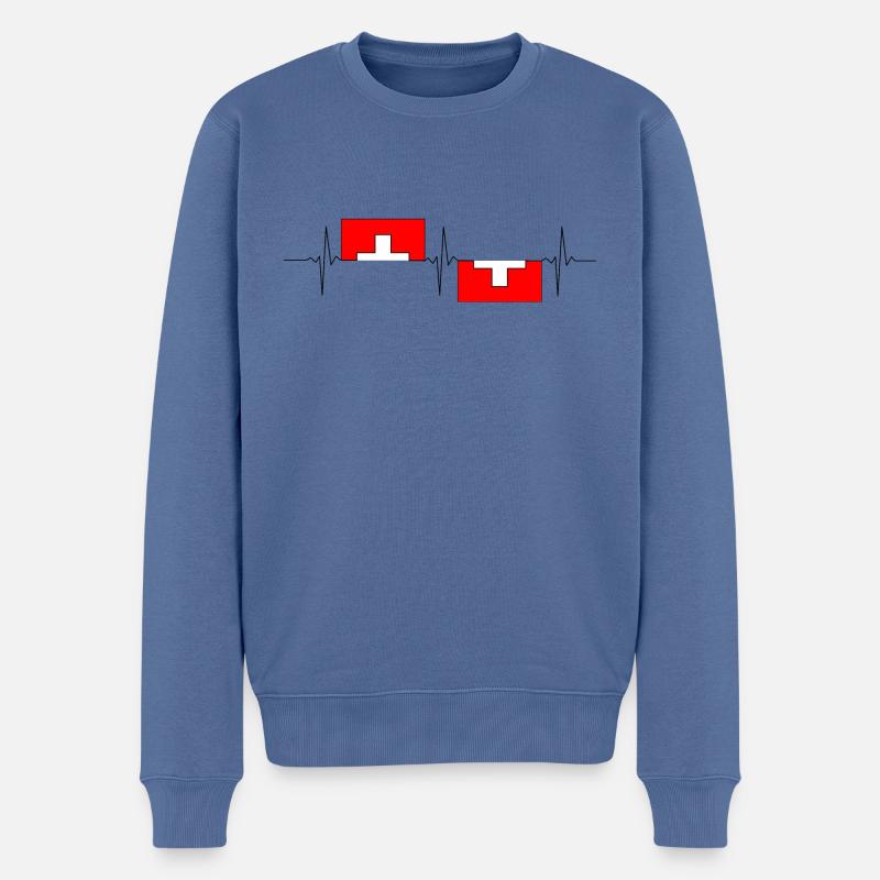 Fréquence cardiaque Suisse - Pull Premium bio Homme - bleu pigeon
