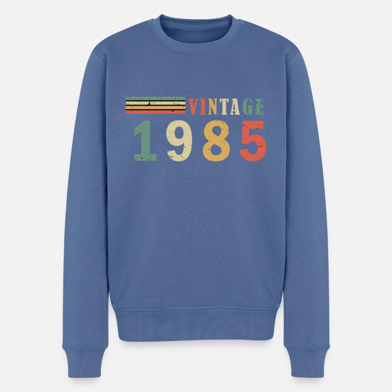 Vintage 1985 - Männer Premium Bio Pullover - Taubenblau