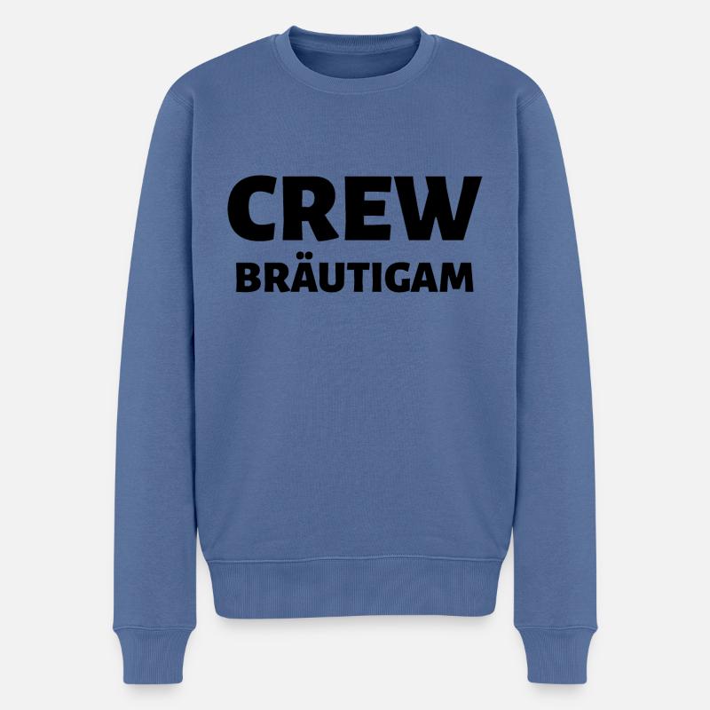 Crew Bräutigam, Junggesellenabschied, Hochzeit - Männer Premium Bio Pullover - Taubenblau