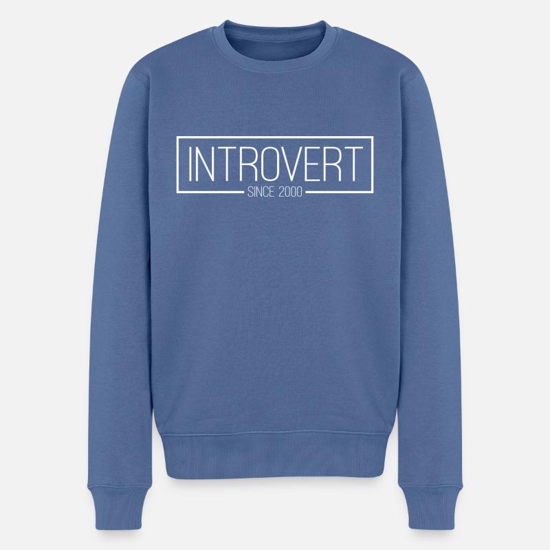 Introverti depuis 2000 blanc - Pull Premium bio Homme - bleu pigeon