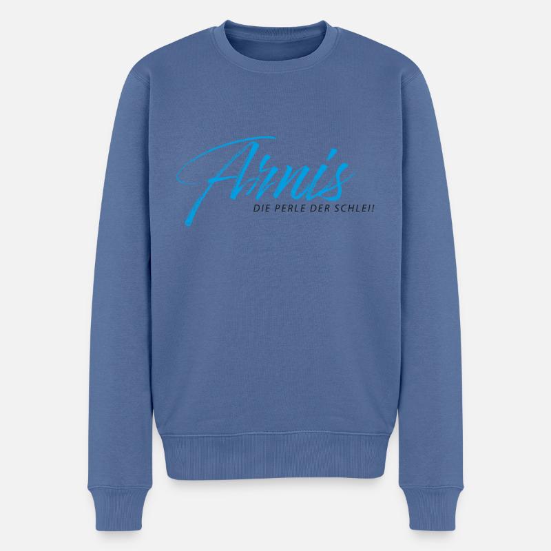 Arnis - Die Perle der Schlei -Bo-Grafik - Männer Premium Bio Pullover - Taubenblau