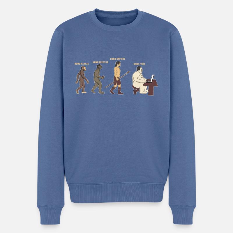 Homeoffice| Homo ffice Design - Pull Premium bio Homme - bleu pigeon
