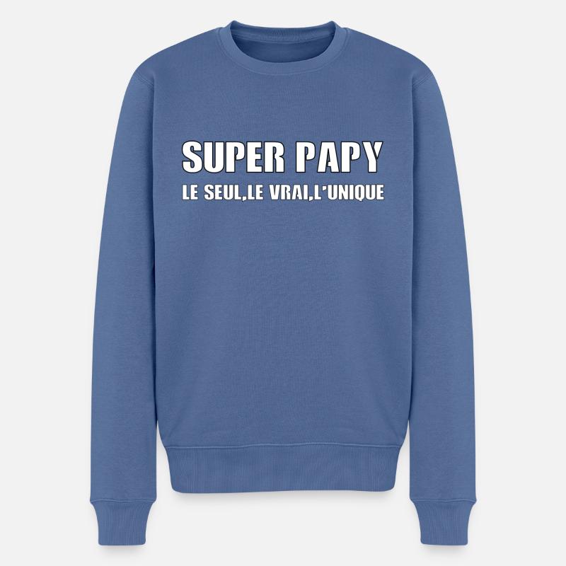 Super papy - Pull Premium bio Homme - bleu pigeon