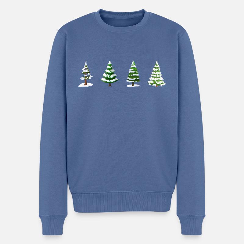 Verschneiter Weihnachtsbaum - Männer Premium Bio Pullover - Taubenblau
