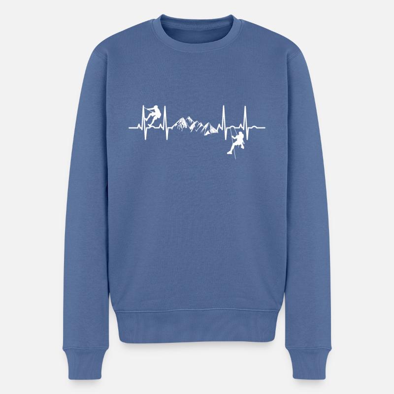 Berge Herzschlag Natur Geschenk Bergsteigen - Männer Premium Bio Pullover - Taubenblau
