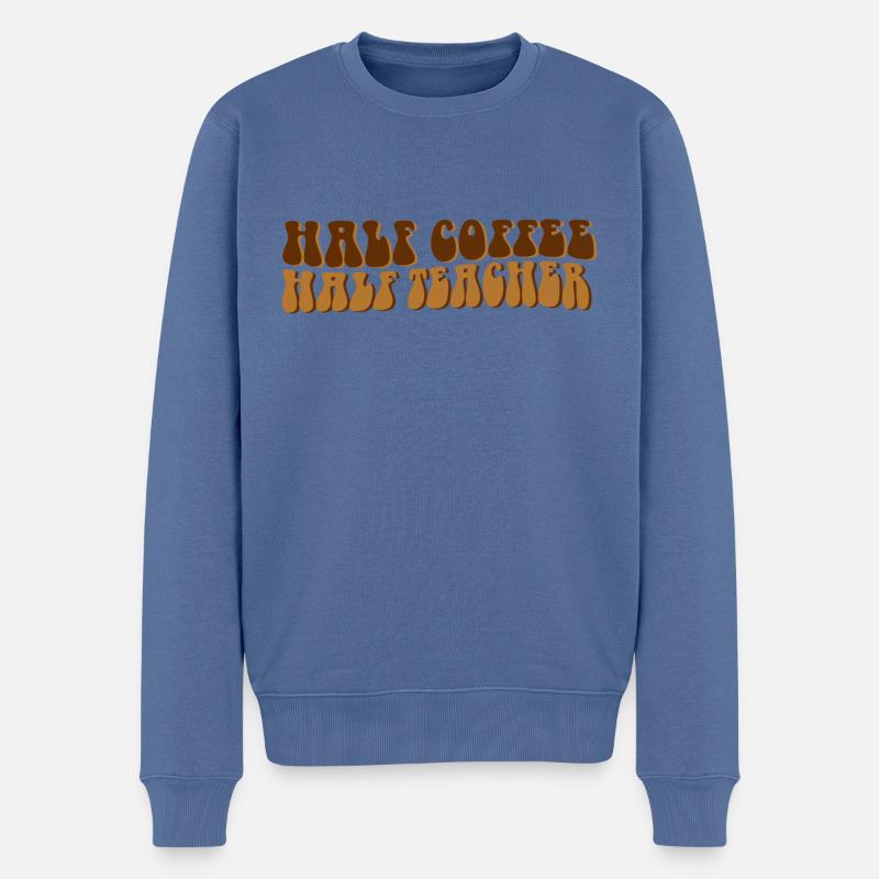Moitié café moitié professeur - Pull Premium bio Homme - bleu pigeon