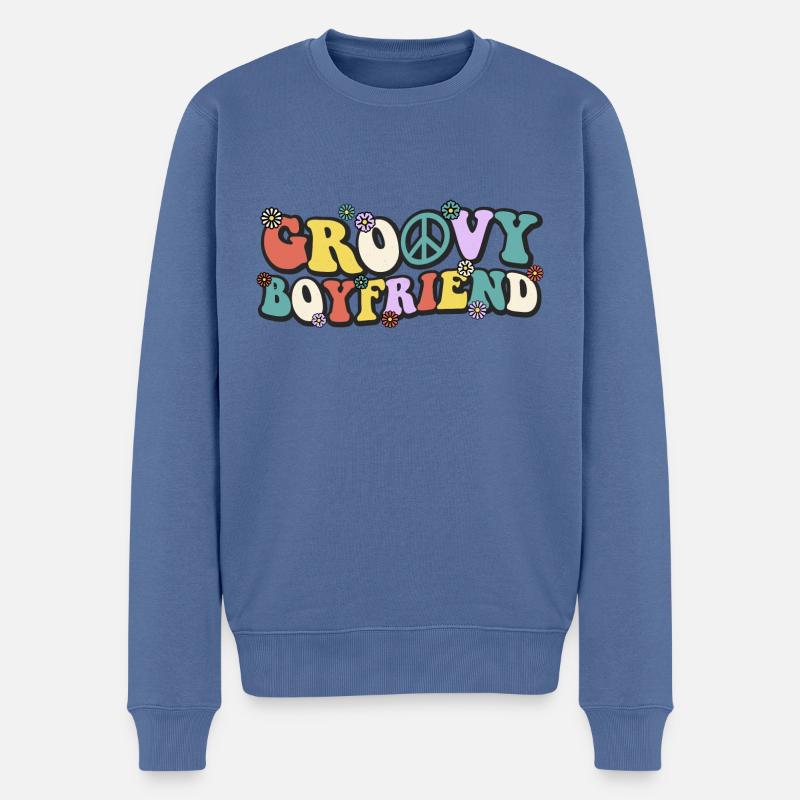 Groovy boyfriend - Männer Premium Bio Pullover - Taubenblau