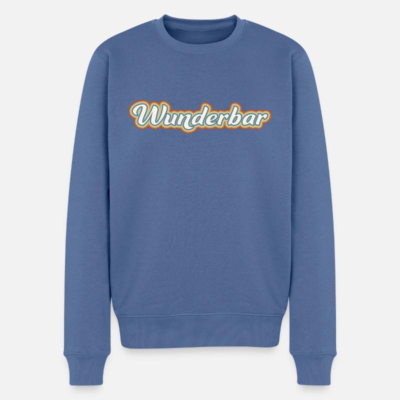 Wunderbar - Lebensmotto Bunt Glück - Männer Premium Bio Pullover - Taubenblau