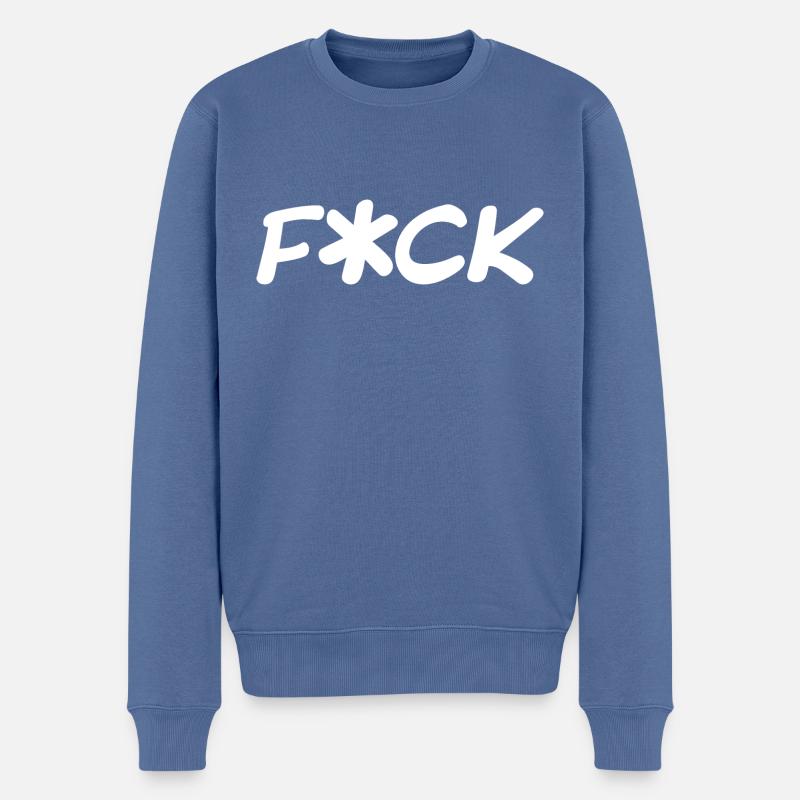 f ck - Männer Premium Bio Pullover - Taubenblau