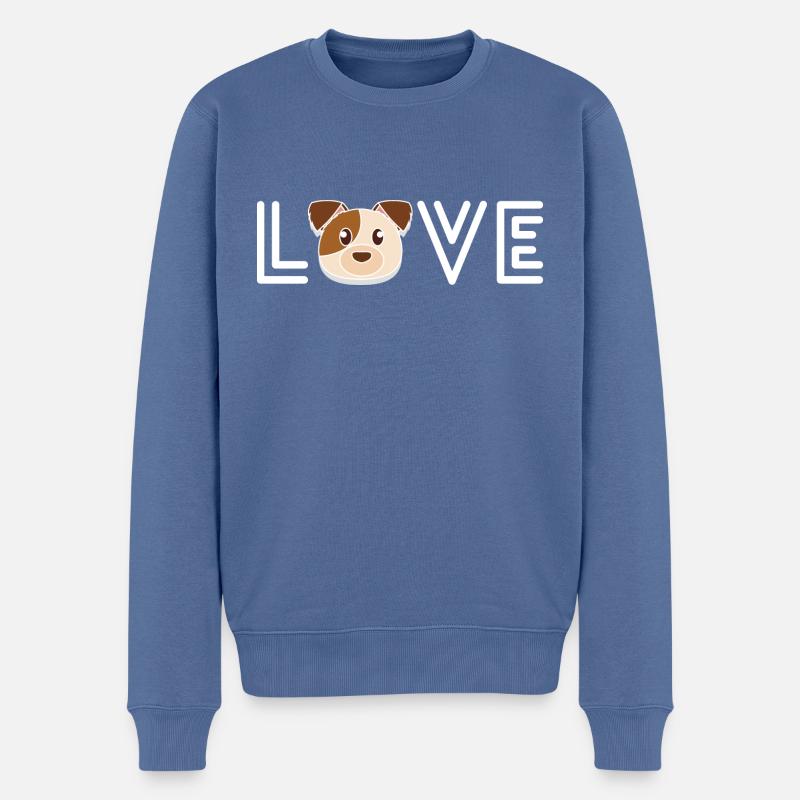 Le véritable amour du chien - Pull Premium bio Homme - bleu pigeon