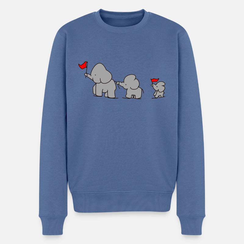 Elefanten Familie - Männer Premium Bio Pullover - Taubenblau