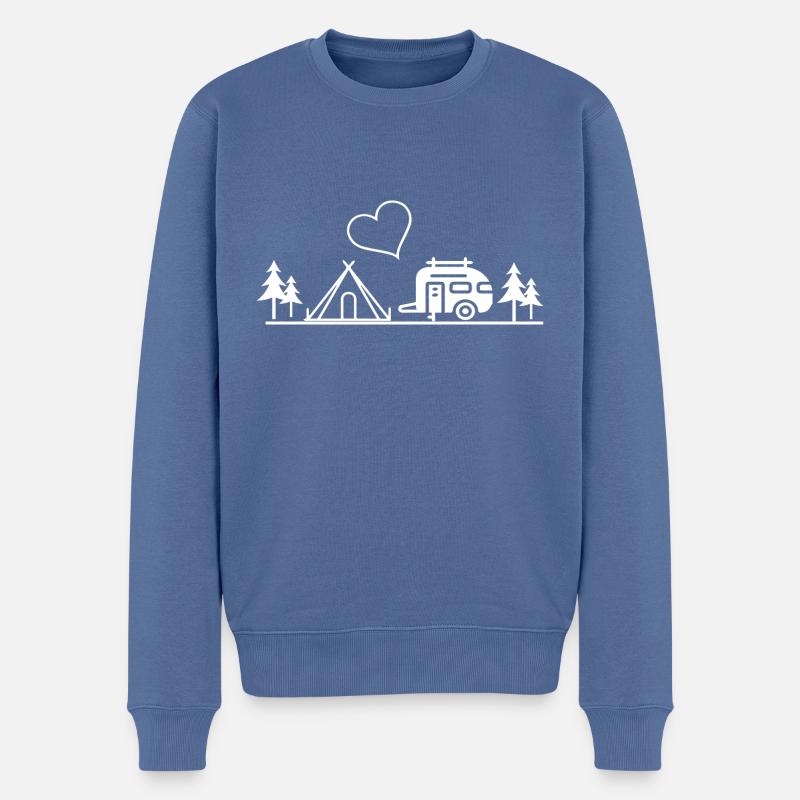 Camping - Männer Premium Bio Pullover - Taubenblau