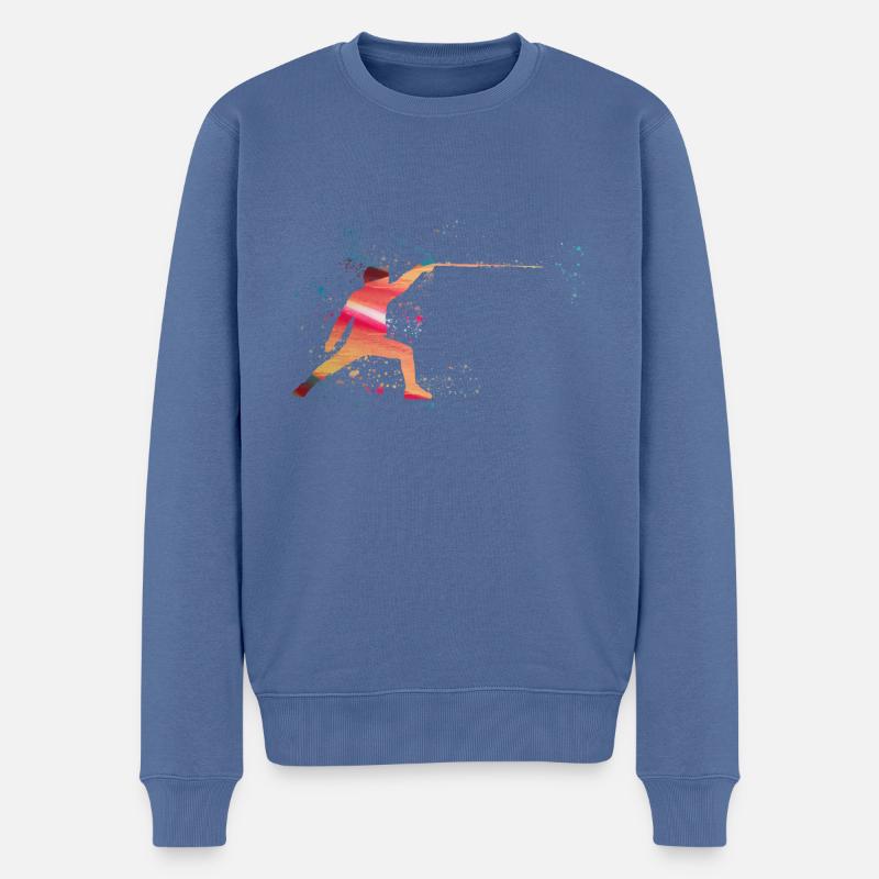 fechten graffitifechten,touché,fechter,fechtsport, - Männer Premium Bio Pullover - Taubenblau
