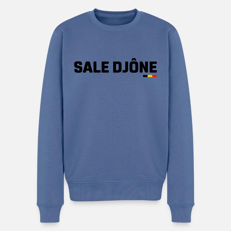 Sale djône ! Expression en wallon - Pull Premium bio Homme - bleu pigeon