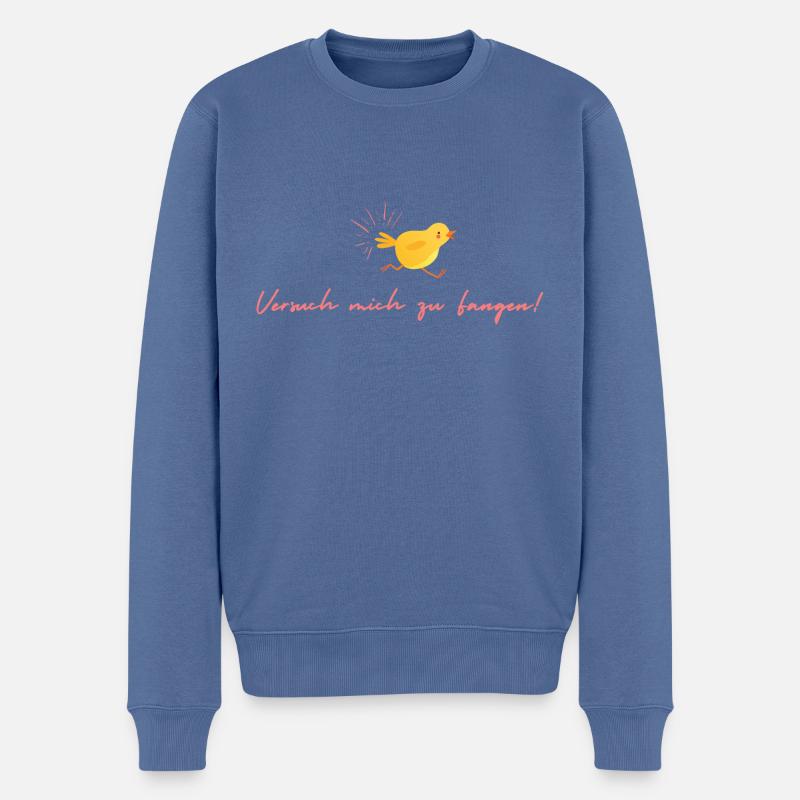 Versuch mich zu fangen - Männer Premium Bio Pullover - Taubenblau
