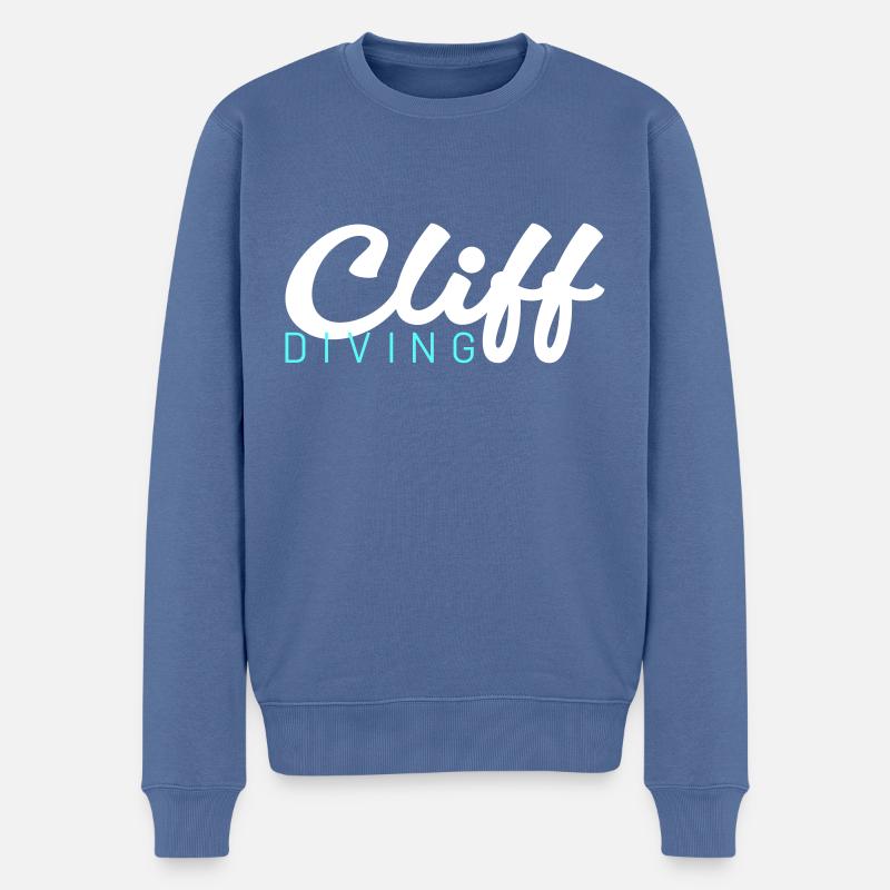 cliff diving - Männer Premium Bio Pullover - Taubenblau