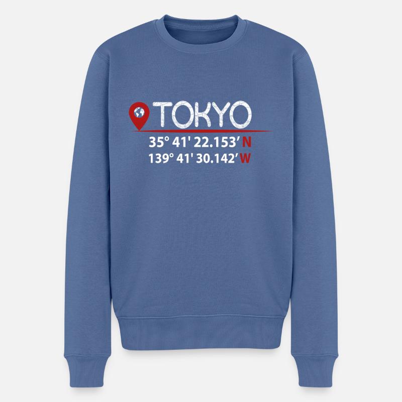 Coordonnées GPS de TOKYO - Pull Premium bio Homme - bleu pigeon