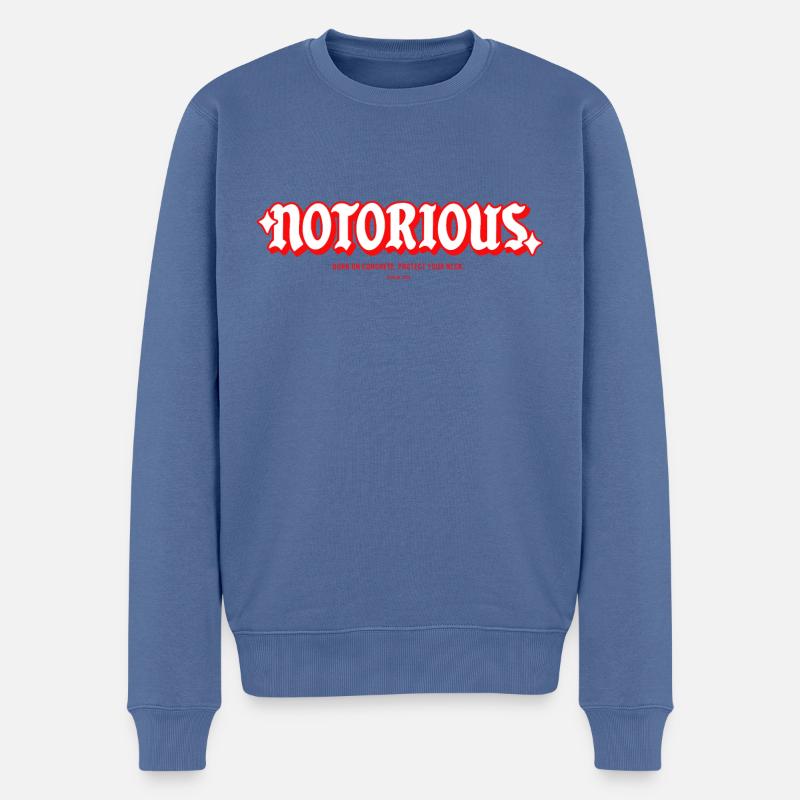 NOTORIOUS - Protégez votre cou avec Supa Smooth Shirts - Pull Premium bio Homme - bleu pigeon