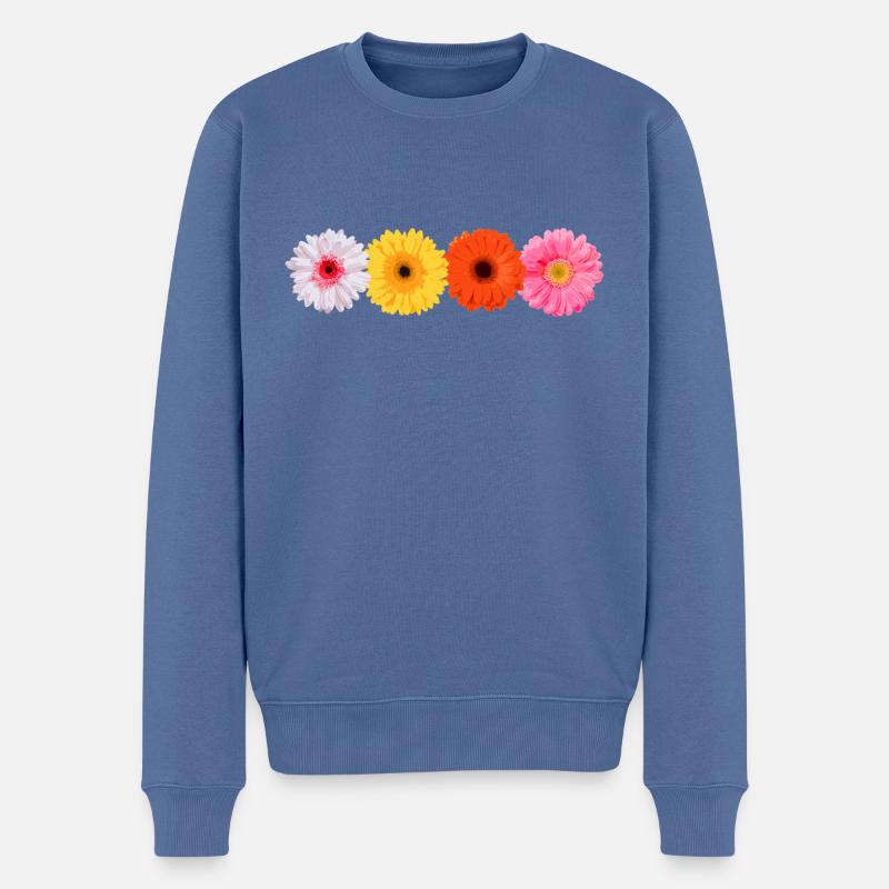 Gerbera - Männer Premium Bio Pullover - Taubenblau