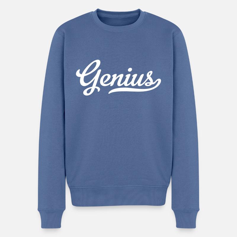 genius - Pull Premium bio Homme - bleu pigeon
