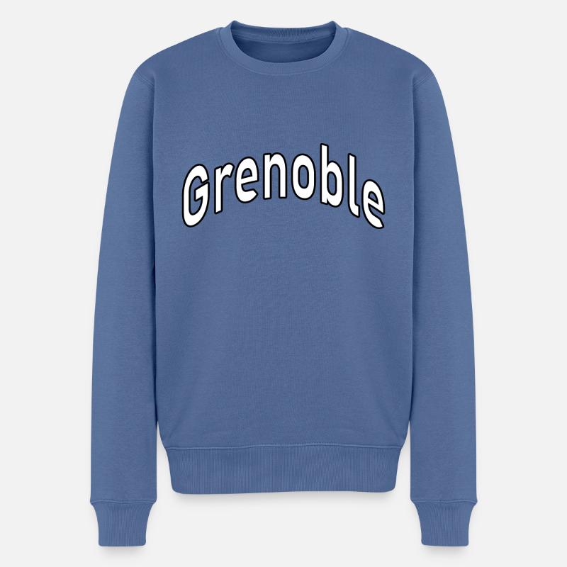 Grenoble - Männer Premium Bio Pullover - Taubenblau